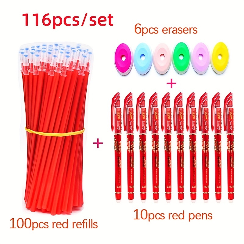 116pcs/set Set Di Penne Gel Cancellabili Con Manico Lavabile 0,5 Mm Magic  Erasable Refills Rods Forniture Per La Scrittura Per Ufficio E Scuola  Forniture Per Studenti (10 Penne + 6 Gomme + 100 Ricariche) - Temu Italy