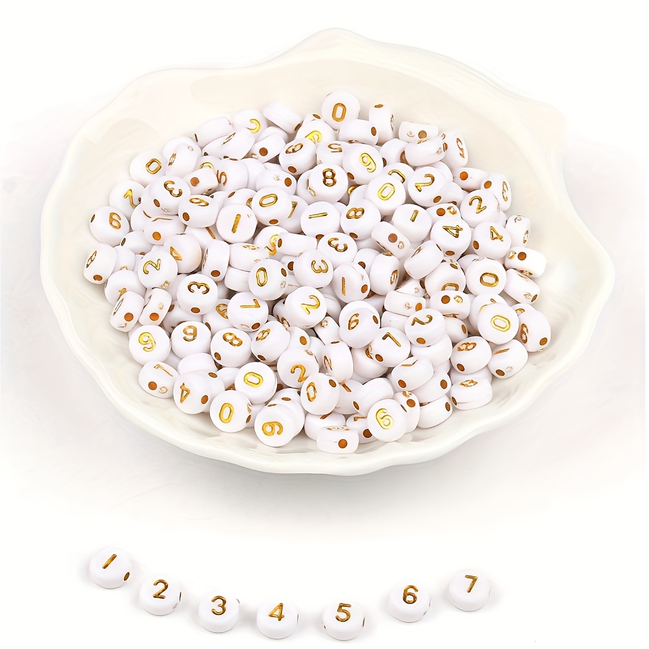 600pcs Acrylic Letter Beads Alphabet Gold Letters White Round  Bead, 4x7mm, for Friendship Bracelets and Gifts Souvenir Jewelry Making :  Arts, Crafts & Sewing