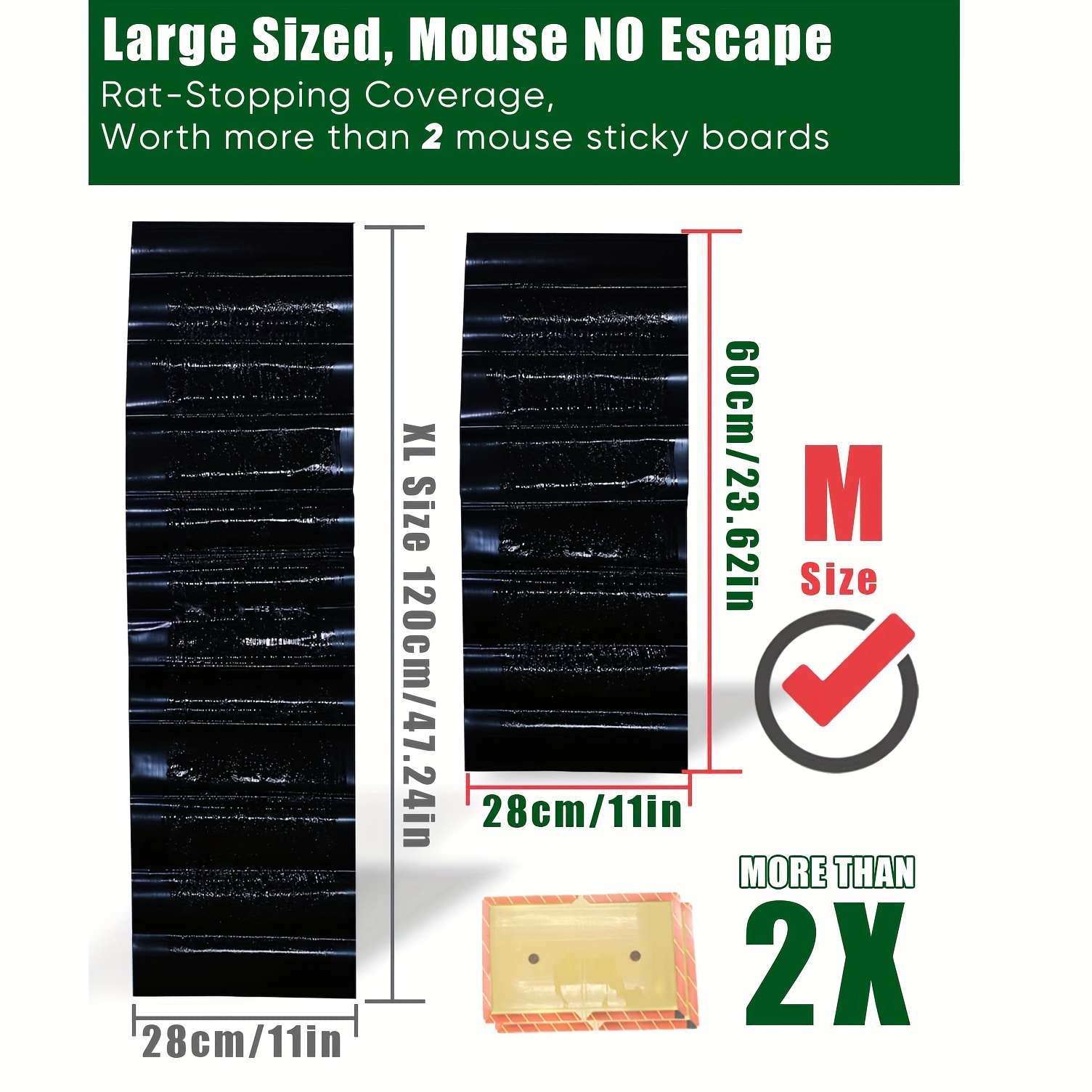 Rat Sticky Traps, Black Catching Mouse Glue Trap For Mice And Rats,  Enhanced Stickiness Trapping Pads Work For Snakes Spiders Roaches House Rodent  Pest Control - Temu