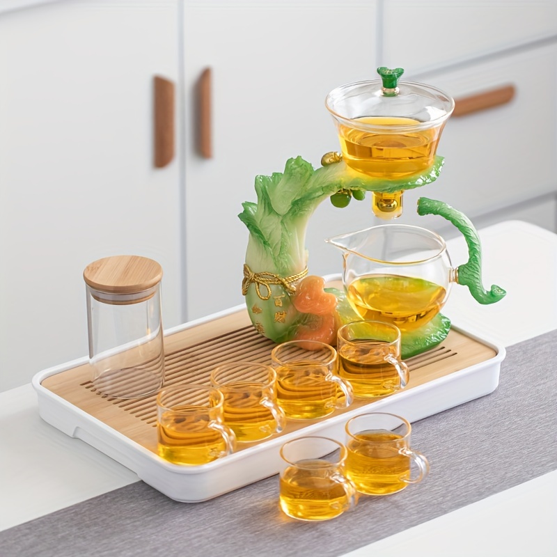 Lazy Tea Set Magnetic Water Diversion Rotating Cover Bowl - Temu