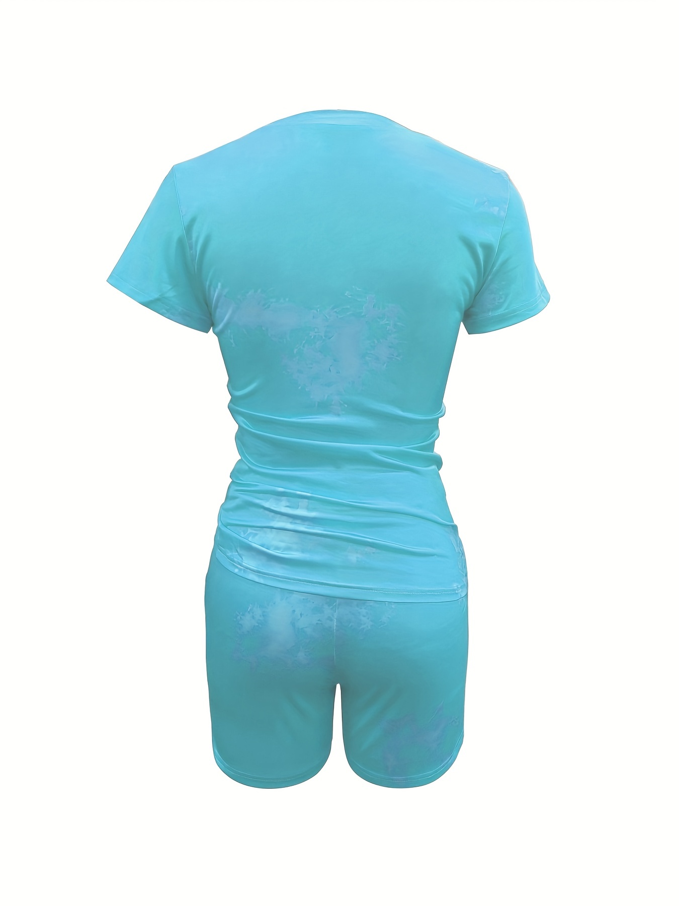 Flag Print Short Sleeve T shirt & Biker Shorts Set
