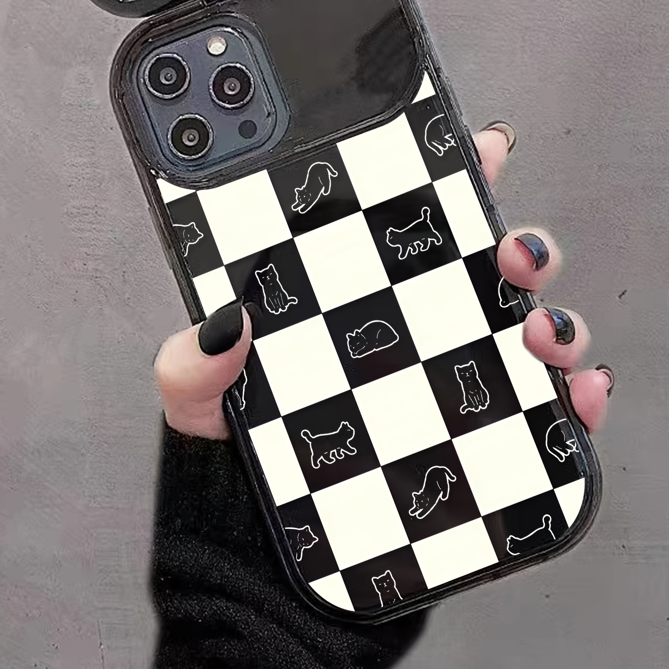 BLACK GREY Checkered Protective Phone Case iPhone 