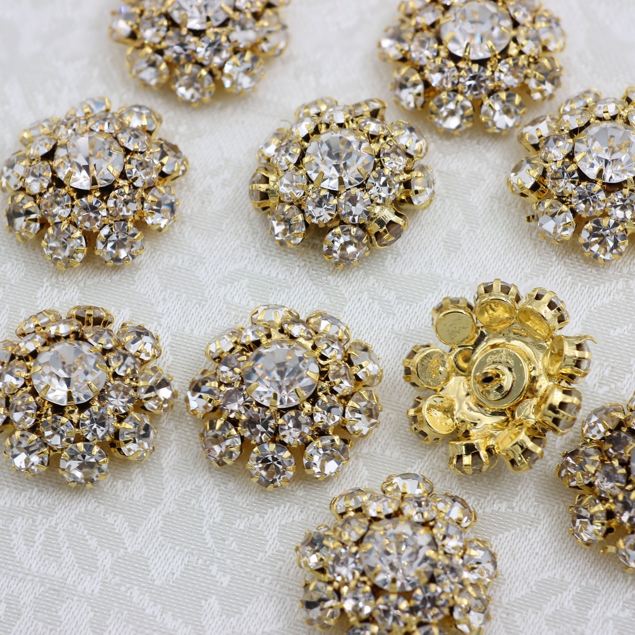 Golden Rhinestone Shank Brass Buttons Diy Fashion Ladies - Temu