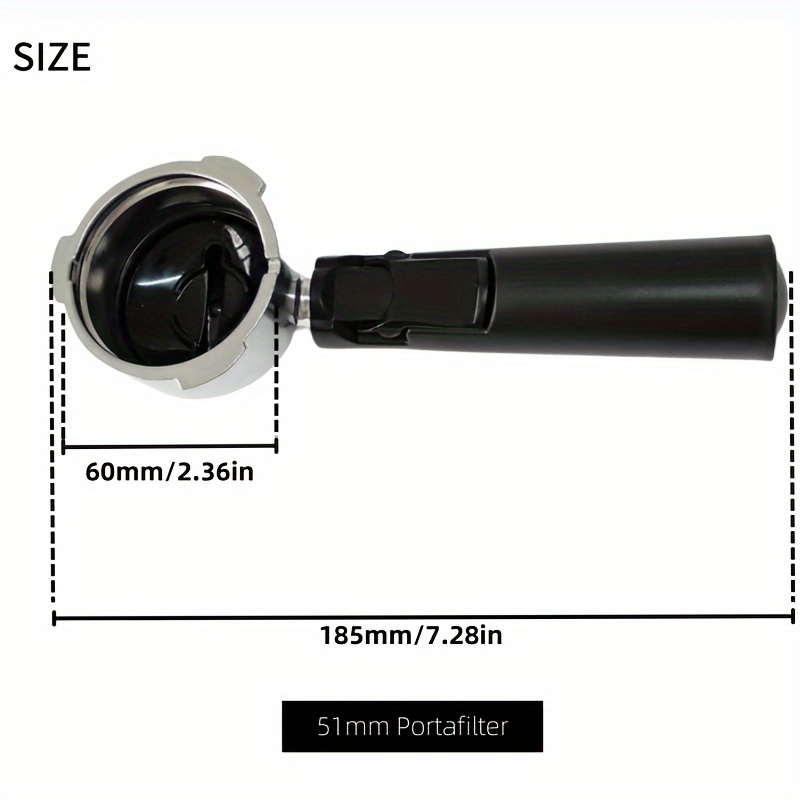 1pc, 51mm Coffee Portafilter, Or 51mm 1-cup, 2-cup Pressurized Filter Basket, For Household Coffee Machine, Abs Alloy