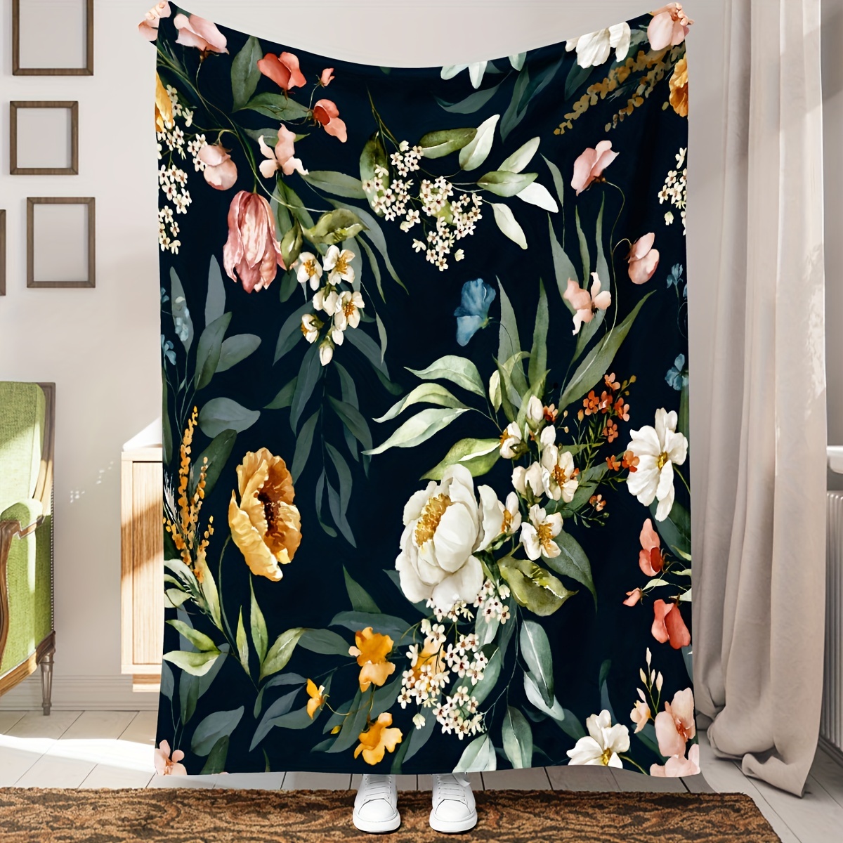 Black floral online blanket