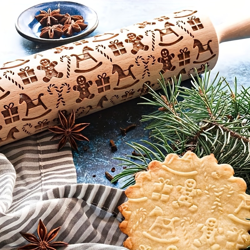 Christmas trees embossed rolling pin