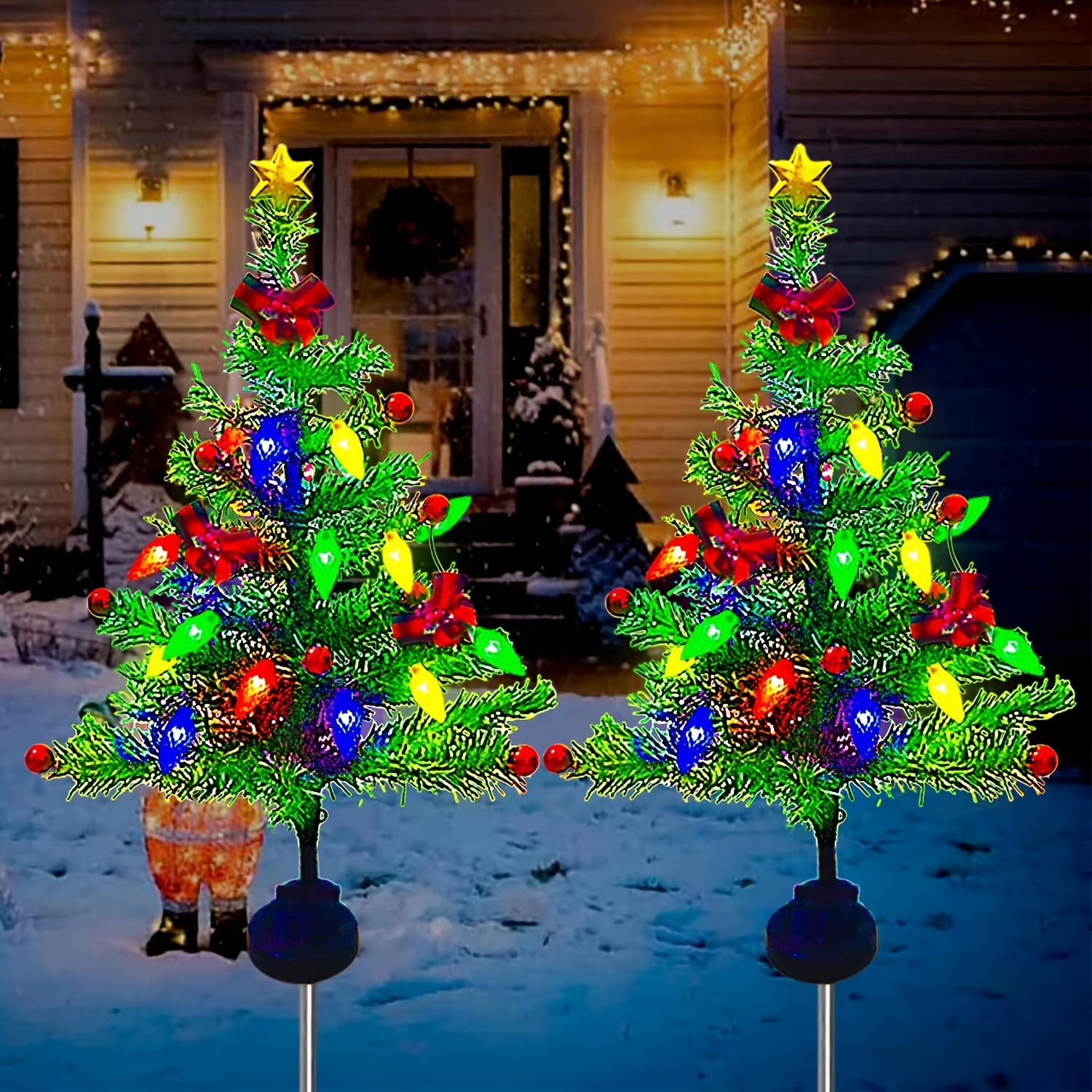 2 Stück Solar-Weihnachtsbaum-Faseroptik-Lichter, Buntes Farbverlaufslicht  Für Weihnachtsbaum-Rasendekoration - Temu Austria