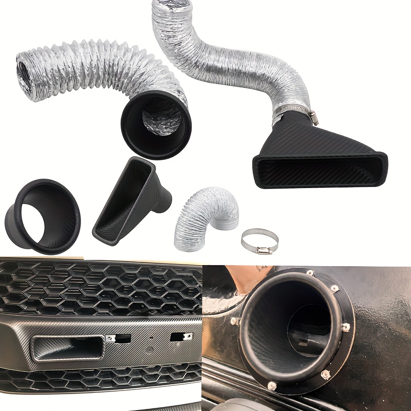 1pc Universal Car Front Bumper Admission * Air Intake Pipe Kit ABS Turbine  Inlet Kit Pipe Air Funnel Carbon Fiber Look