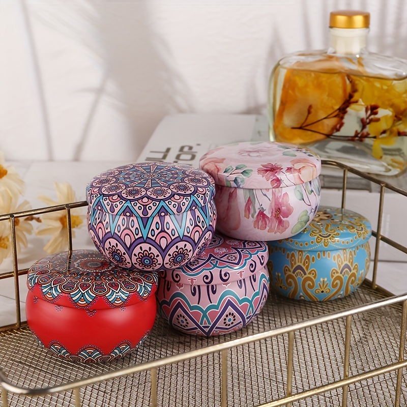 Packaging Iron Box Fragrance Candle Jar Round Tin Flower - Temu