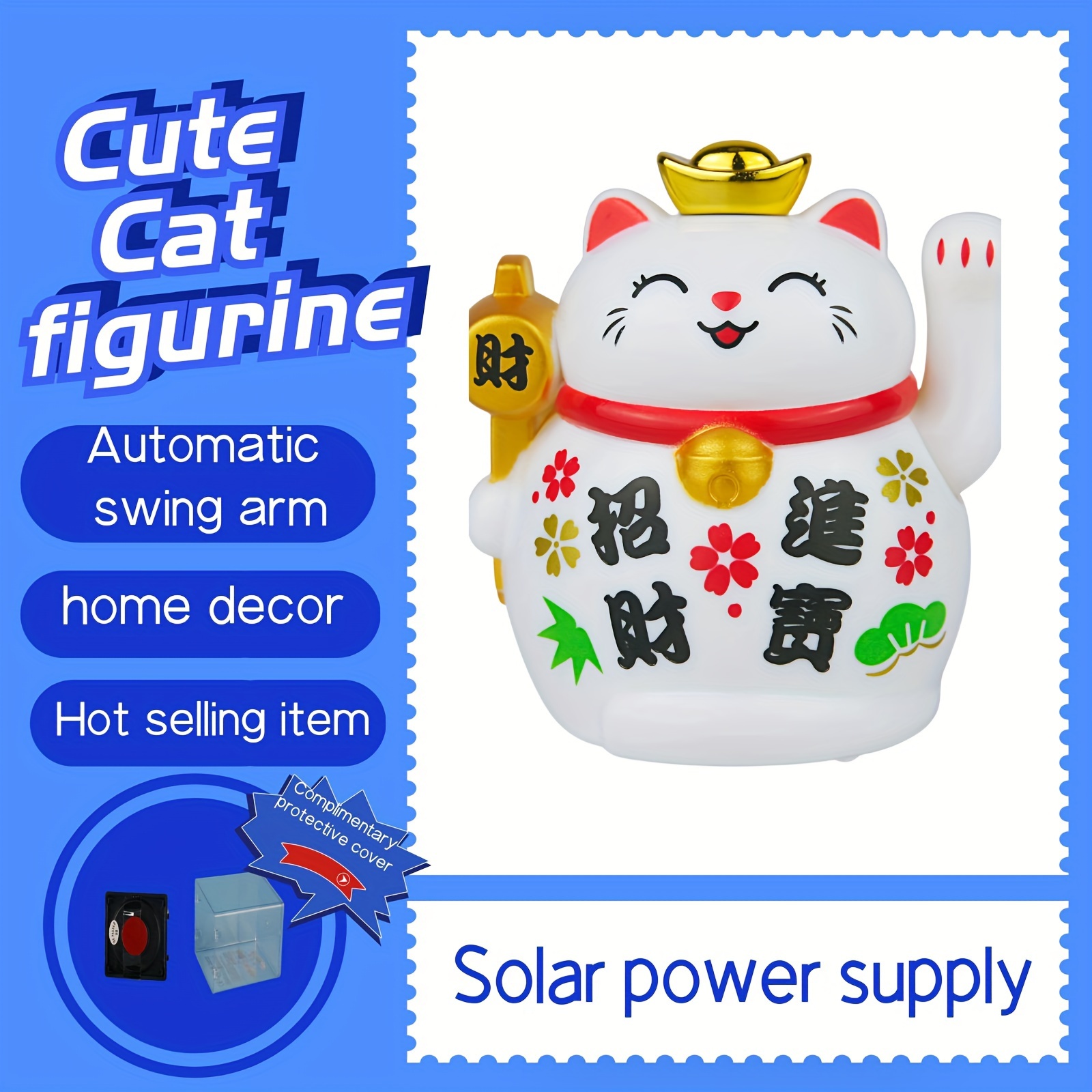 😻Daiso Japan White Solar Powered Swinging Lucky Cat, BRAND NEW & Free  Shipping