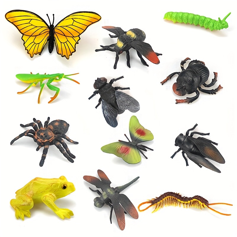  Juego de 73 mini insectos falsos de plástico, juguete realista  de insectos para niños, colorido surtido de insectos para niños pequeños,  fiesta temática de insectos educativos, regalo para Halloween, : Juguetes