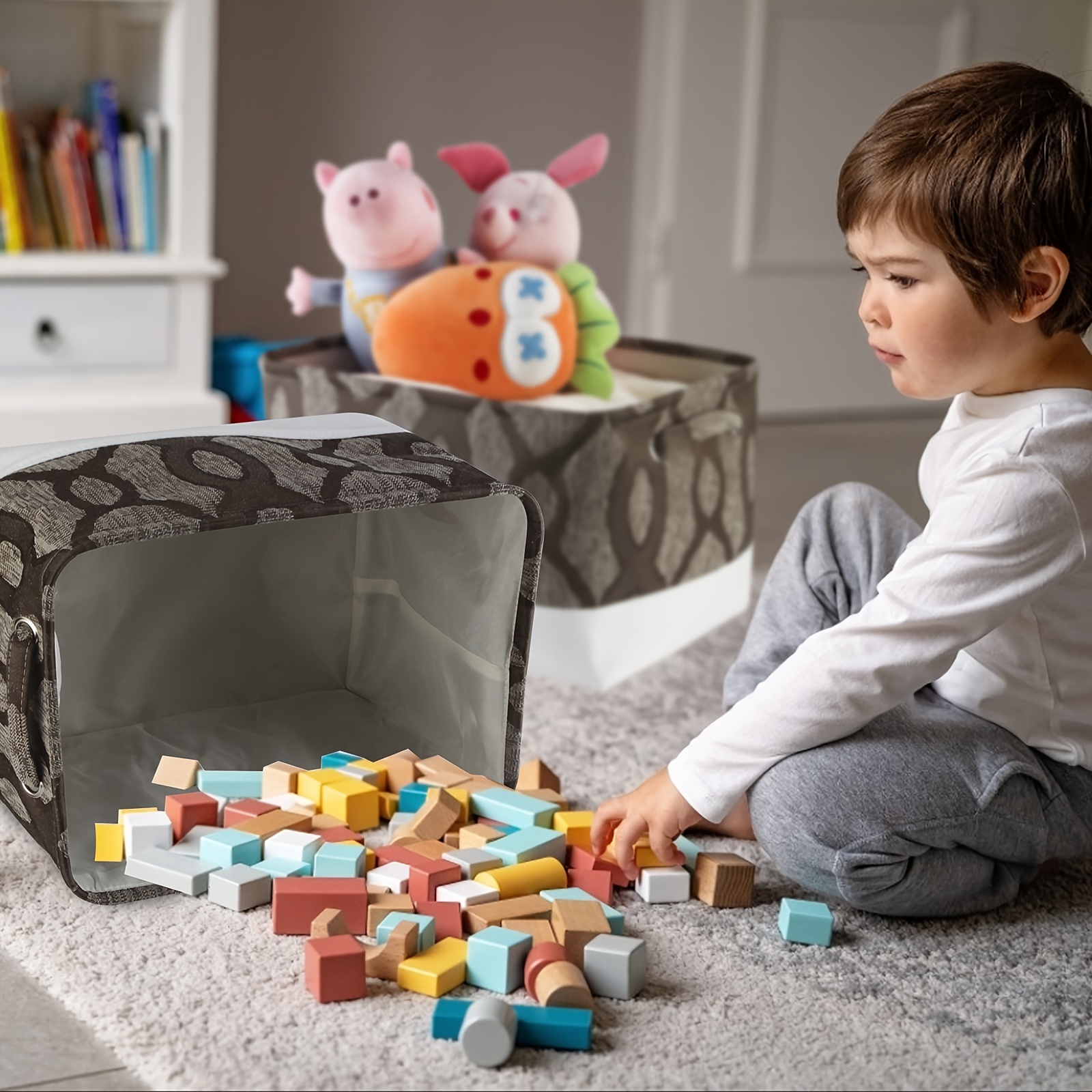 Boite Rangement, 3 Pièces Panier Cube de Rangement Pliables Avec