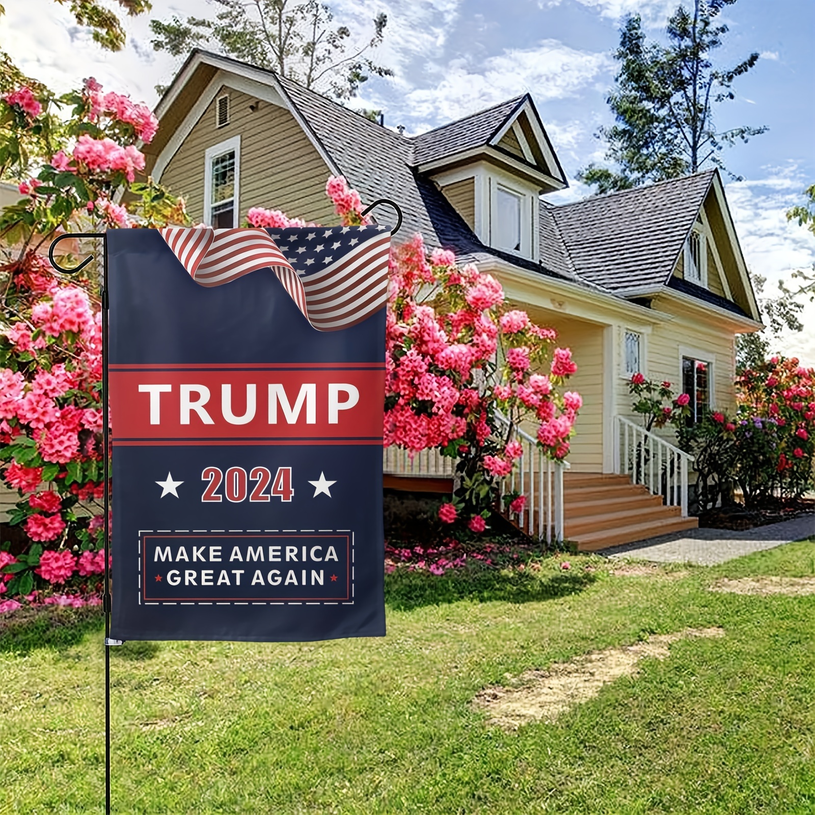 1pc american president trump 2024 take america back garden flag 12inx18in 30 48cmx45 72cm double sided premium fabric us election patriotic outdoor decoration banner for park family life