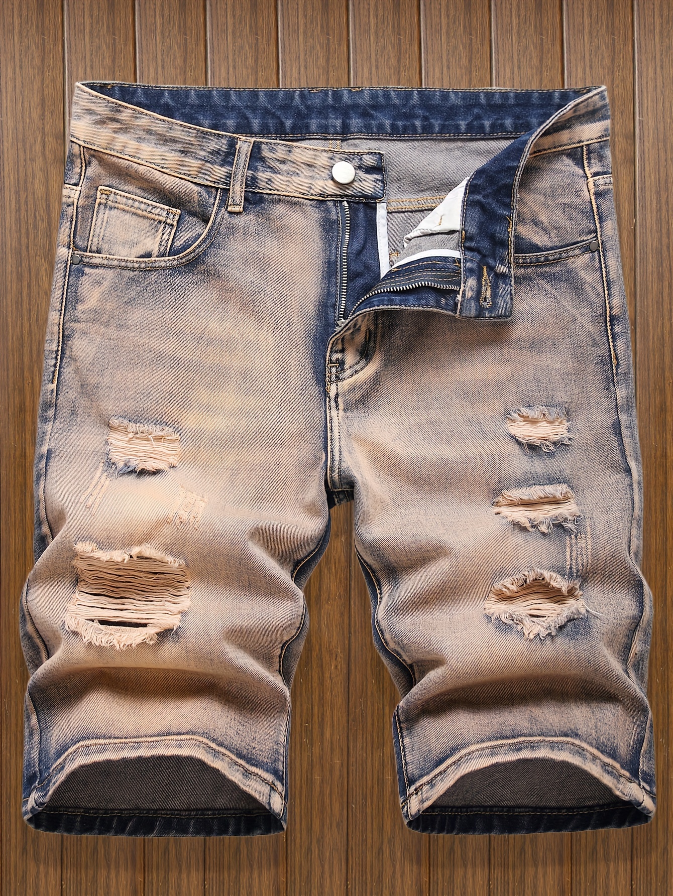 Loose Fit Big Pocket Denim Shorts Men's Casual Street Style - Temu