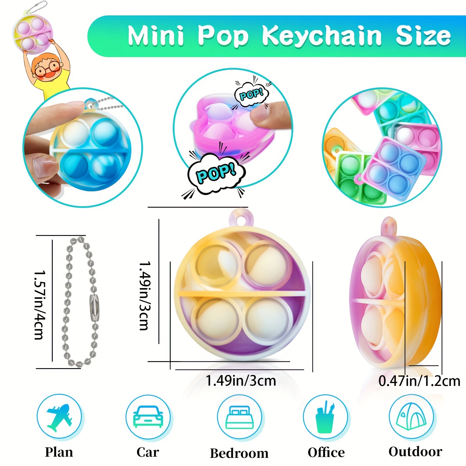 Random Color Pop Fidget Toys Bulk Mini Pops Keychains Kids - Temu