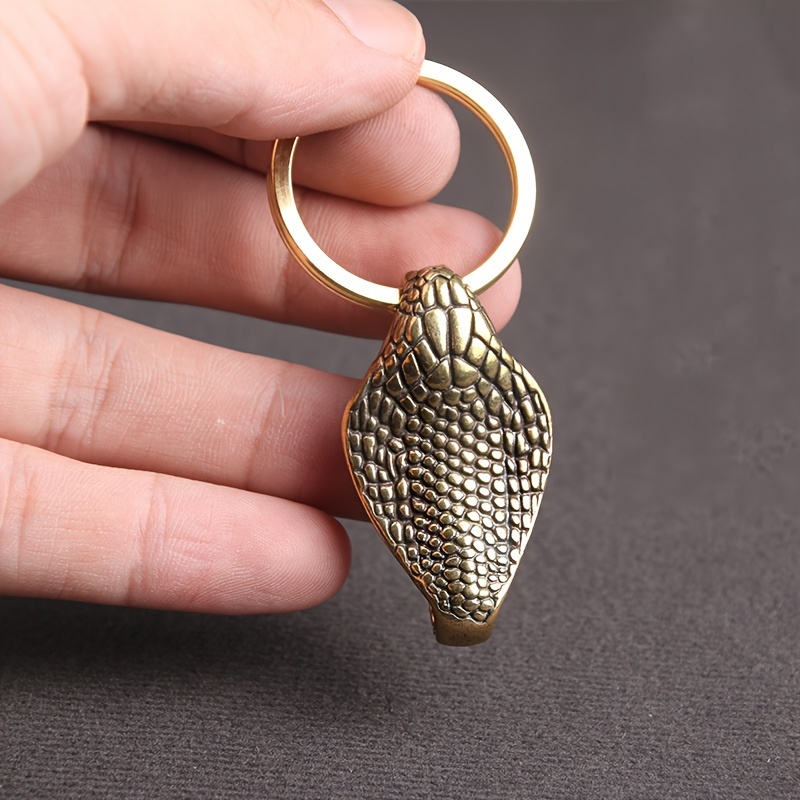 Solid Brass Snake Cobra Keychains Key Ring Holder Hook DIY Gold