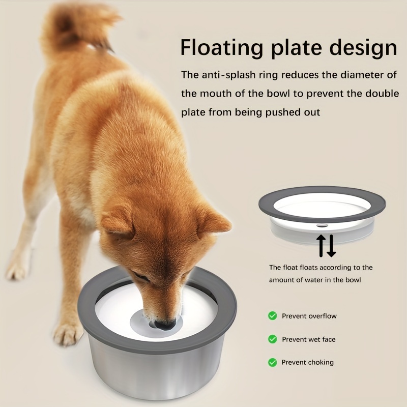 

Dog Floating Water Bowl No Spill Stainless Steel Slow Water Feeder, Portable Pet Water Dispenser, Dog Water Bowl For Vehicle/outdoor/indoor