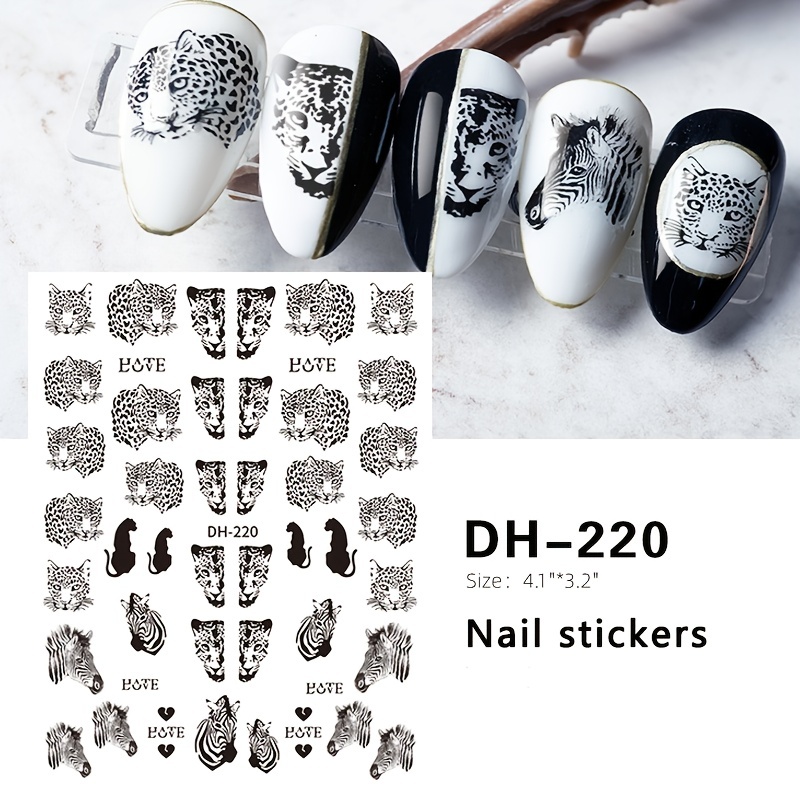 Nail Art Stickers Letter Stickers Nail Decals Black And - Temu