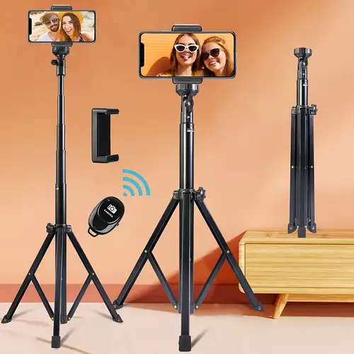 Trépied pour téléphone Portable 150 cm avec déclencheur à Distance et Pieds  antidérapants pour Selfie iPhone et Android, Enregistrement vidéo, Blog