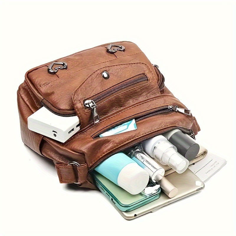 Multi Pocket Leather Concealed Carry Crossbody Bag - Gun Handbags