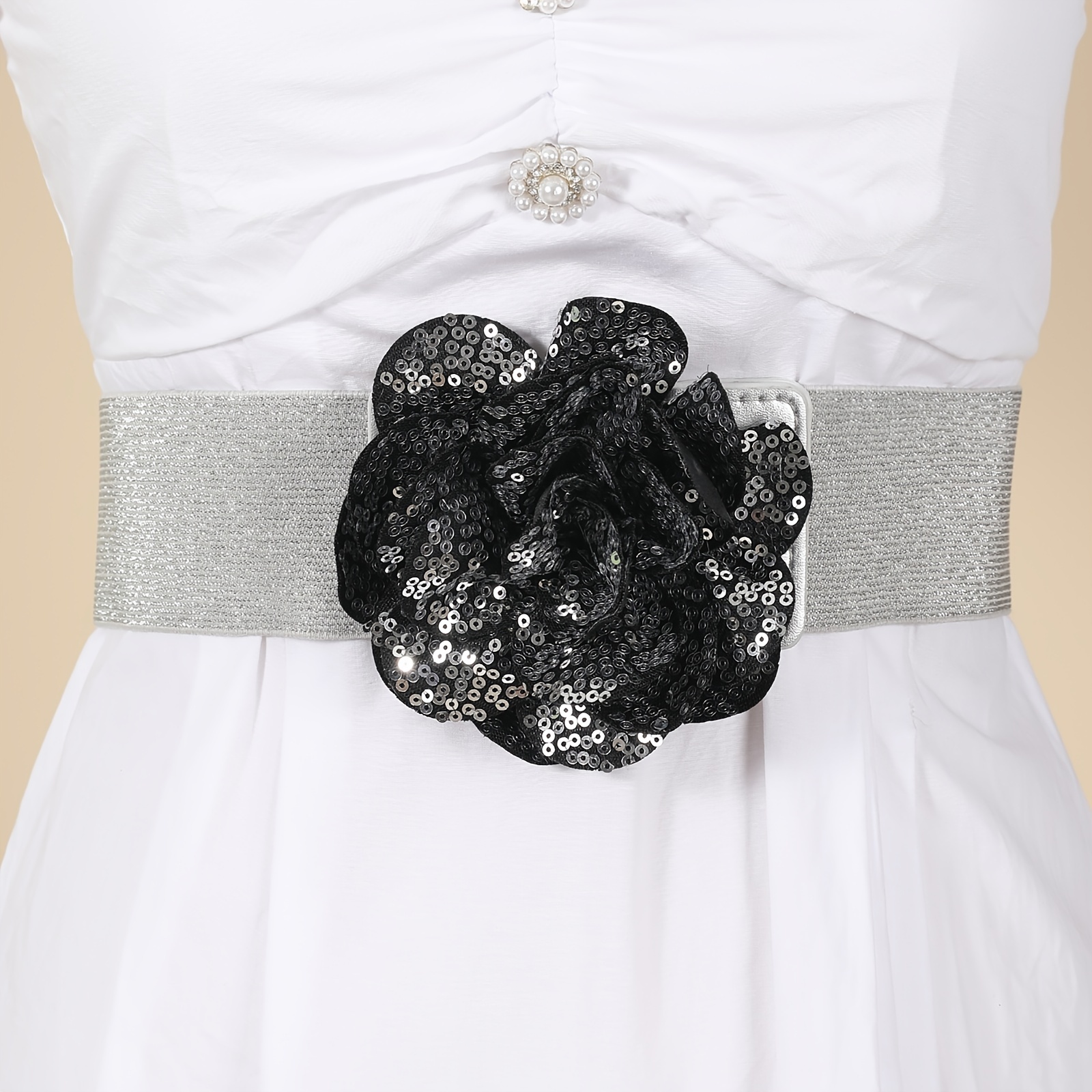Fashion Silvery Black Flowers Crystal Wedding Sash - Temu