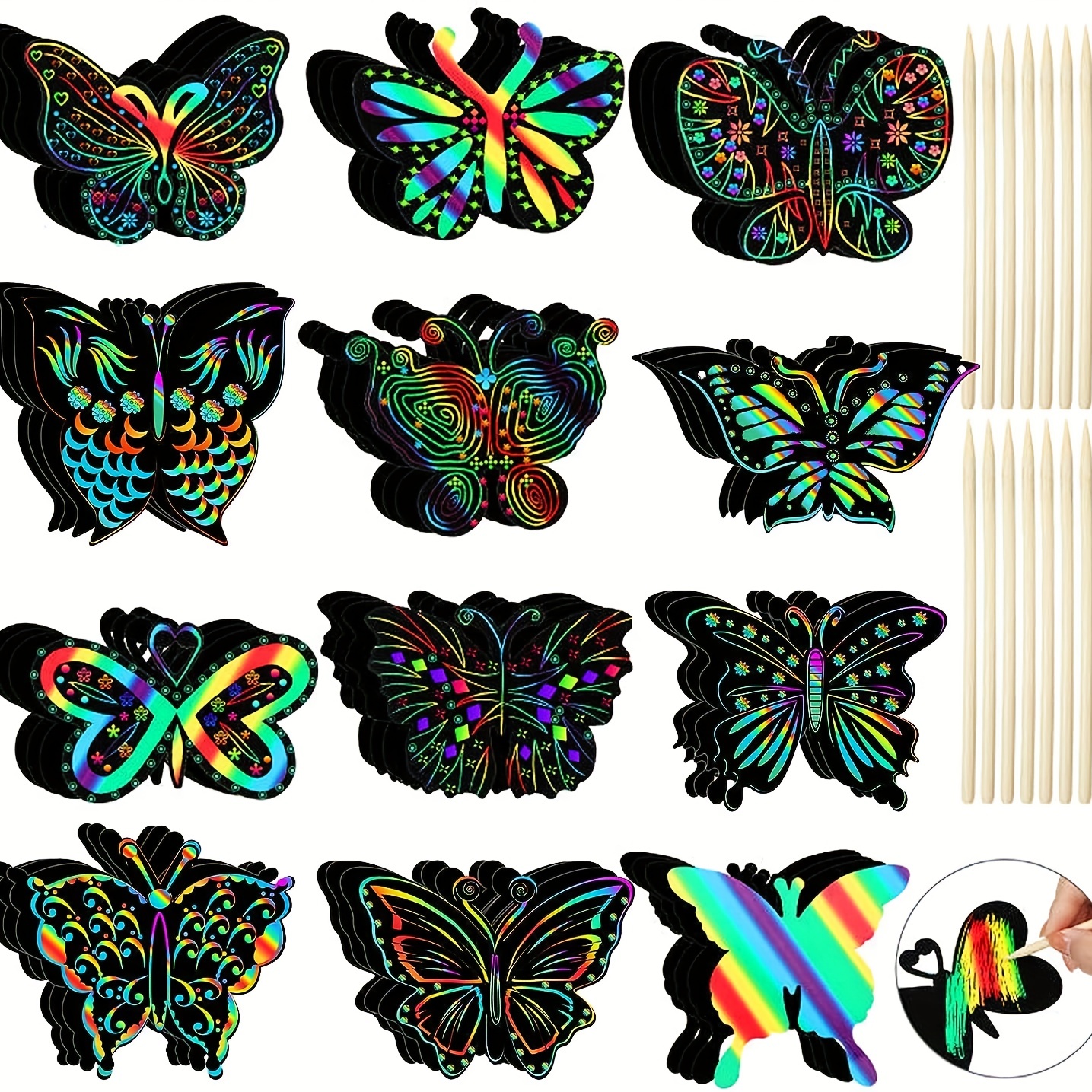 Butterfly Scratch Crafts 12 Styles Scratch Butterfly Party - Temu