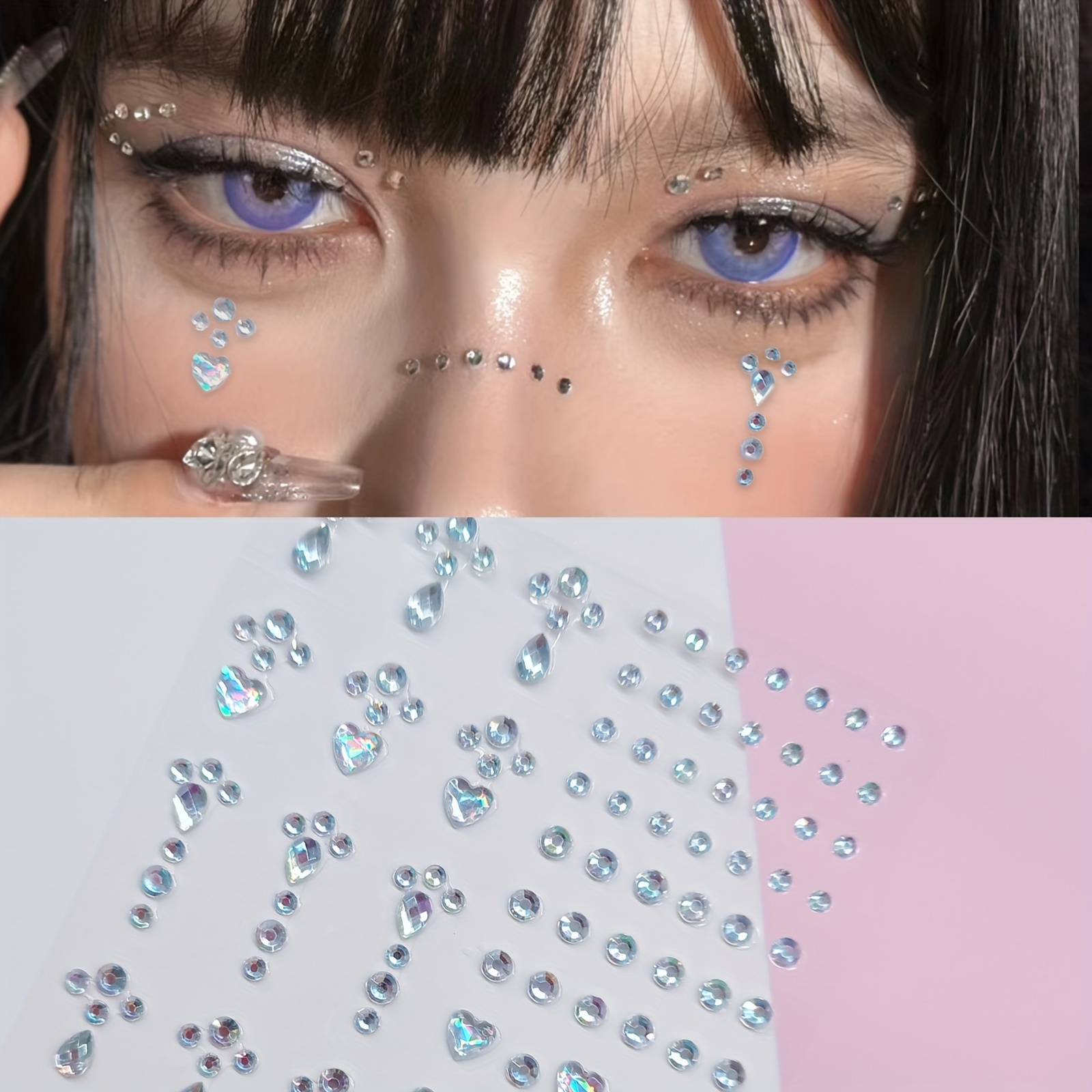 3D Gesicht Diamant Sticker Makeup Glitzer Strass Selbstklebend DIY