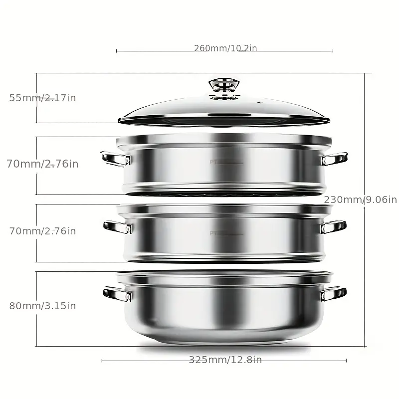 Stainless Steel Steamer Pot, Steaming Cookware, Saucepot With