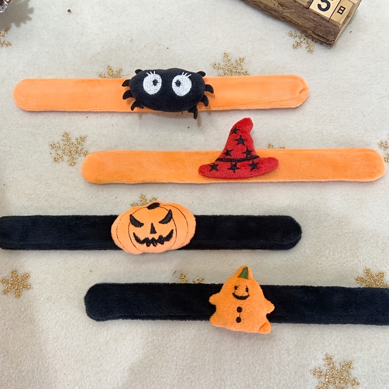 3pcs Halloween Slap Ring Bracelet Funny Spider Pumpkin Pat Ring