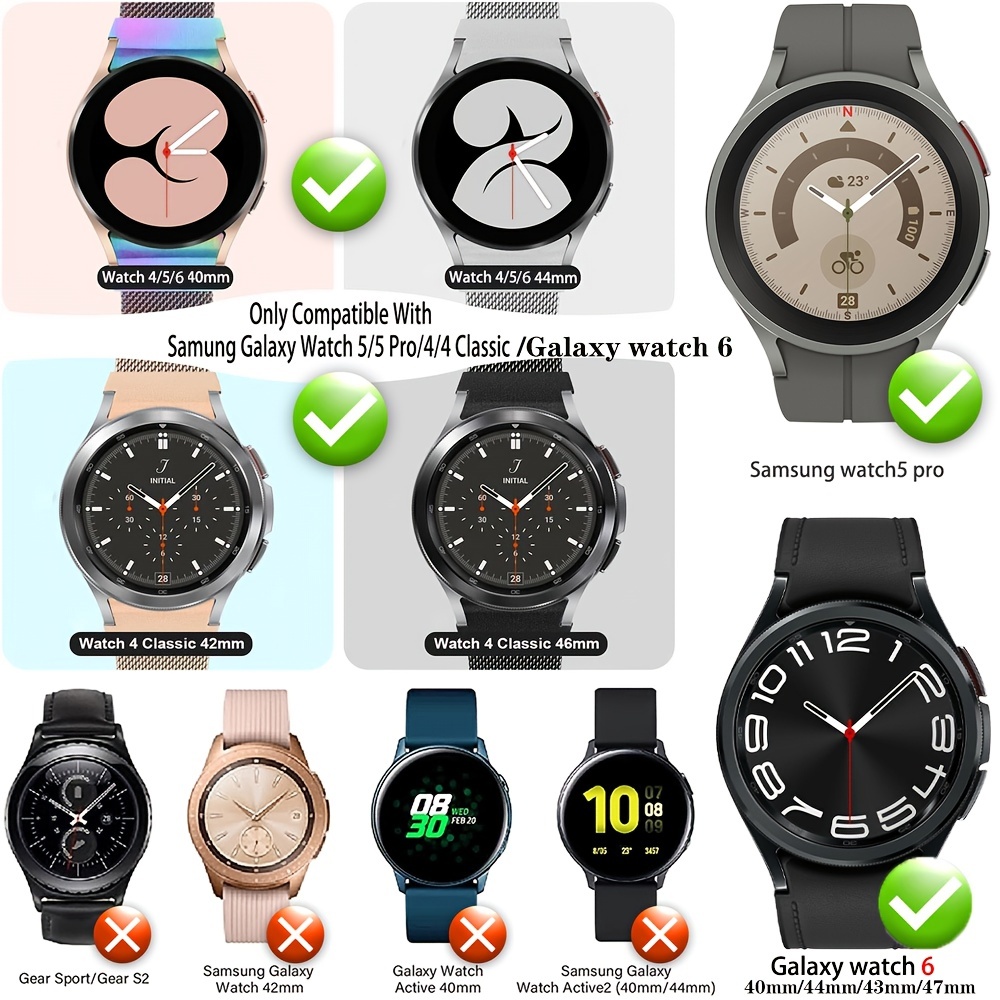  20mm Dressy Bands Compatible with Samsung Galaxy Watch 6/Watch 5 /Watch 4/Watch 3/Active 2/Active Watch Bands Women's Bling Metal Wristband  Strap, Black : Cell Phones & Accessories