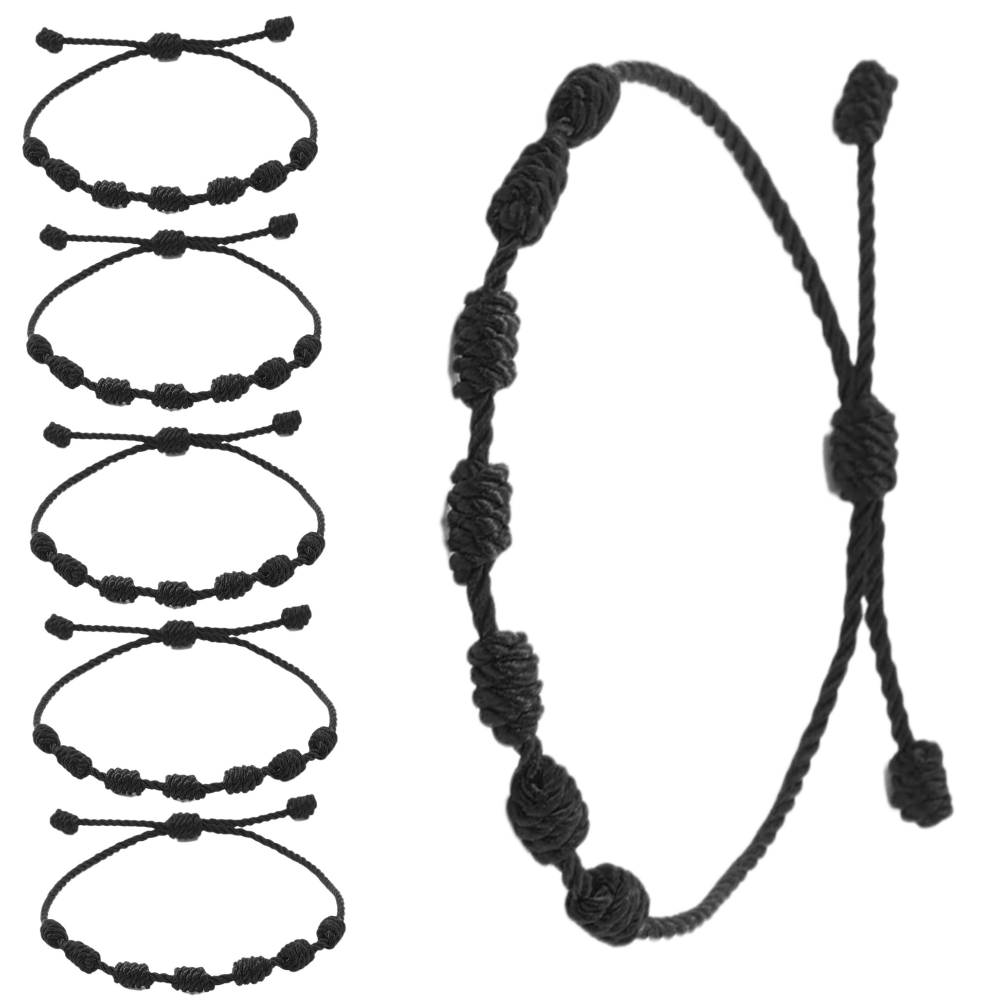6pcs Classic Simple Red Braided Rope Adjustable Bracelet Set