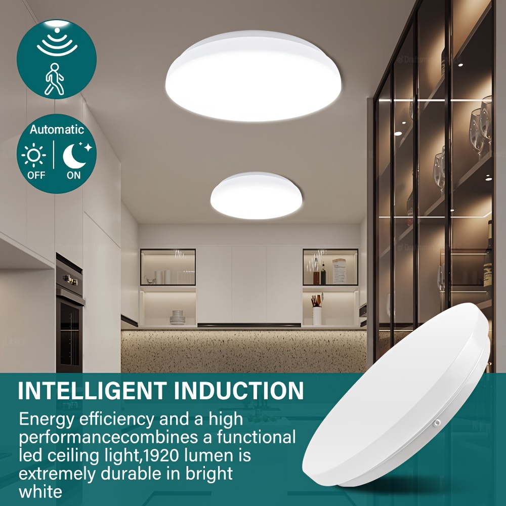 Plafonnier LED 24W Lampe Detecteur de Mouvement Lumière de Plafond
