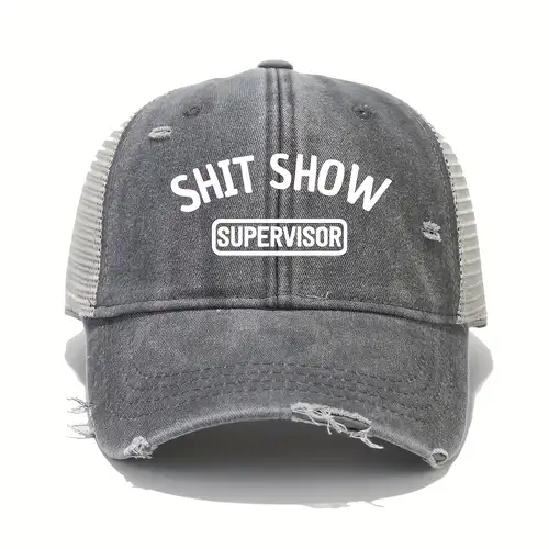 shit show printed baseball cap vintage washed distressed unisex mesh trucker hats breathable adjustable golf sun hats for women men