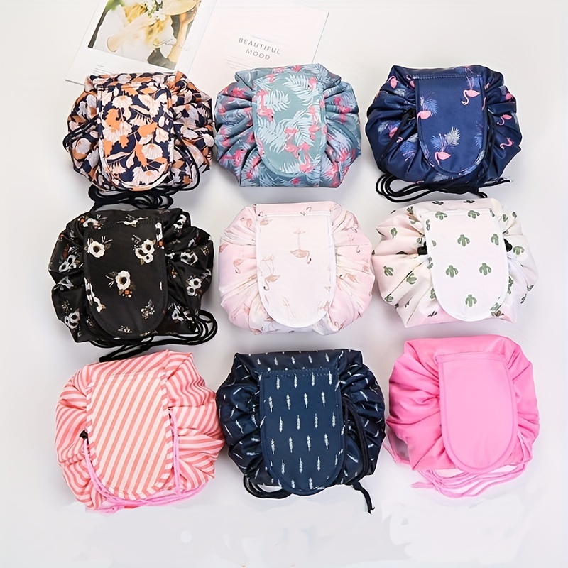 Floral Linen Drawstring Makeup Bag Cosmetic Bag Makeup 