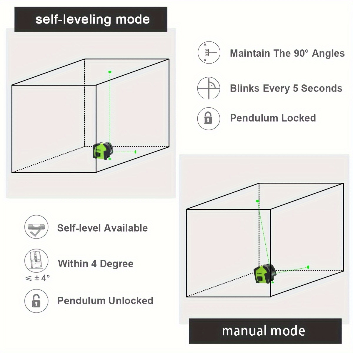 Huepar Green 3 Point Laser Level Self-leveling Laser Level Tools with 3  Plumb Spots for Soldering and Points Reference Positioning 9300G 