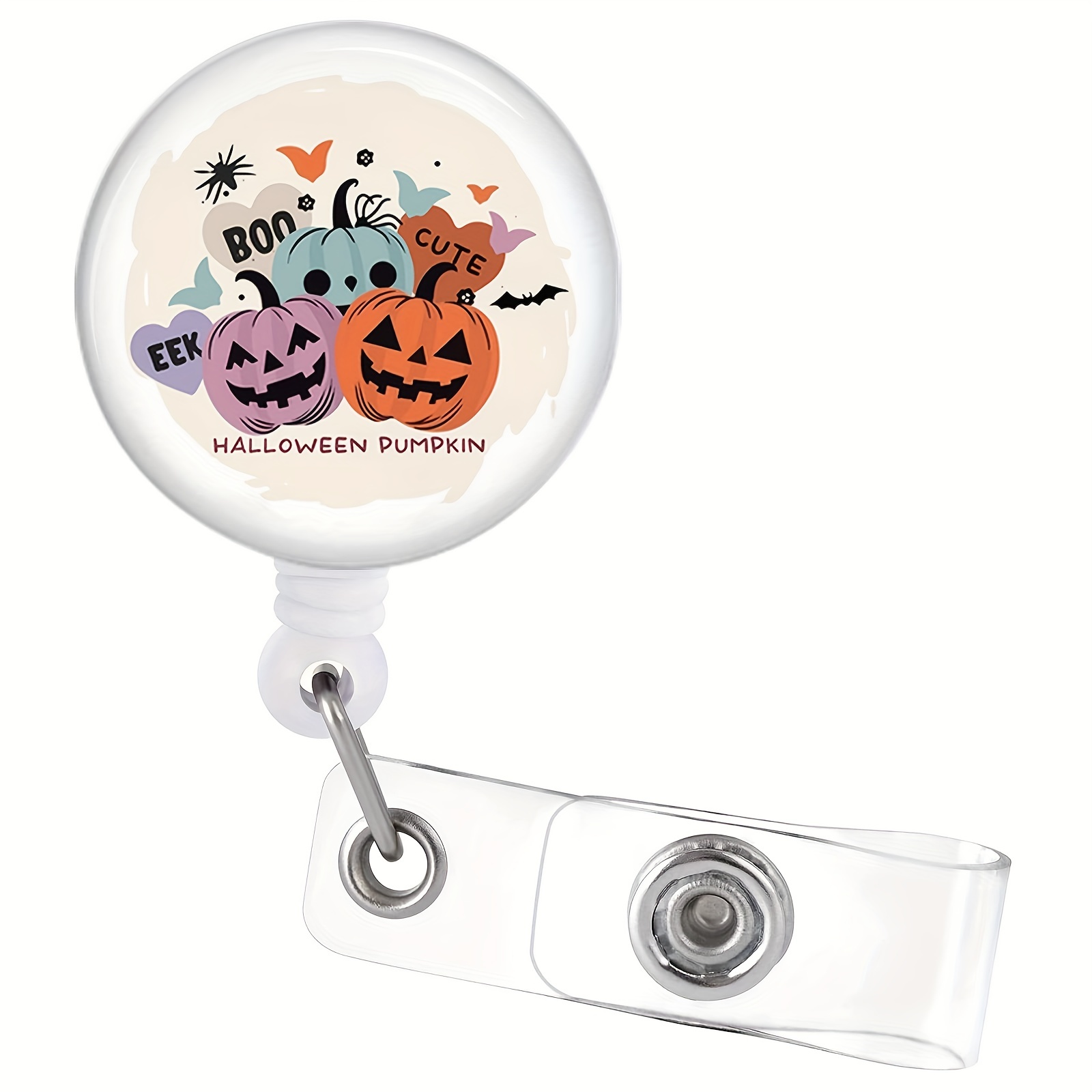 Halloween Pumpkin Badge Reel Retractable Id Holder Clip Cute - Temu Canada