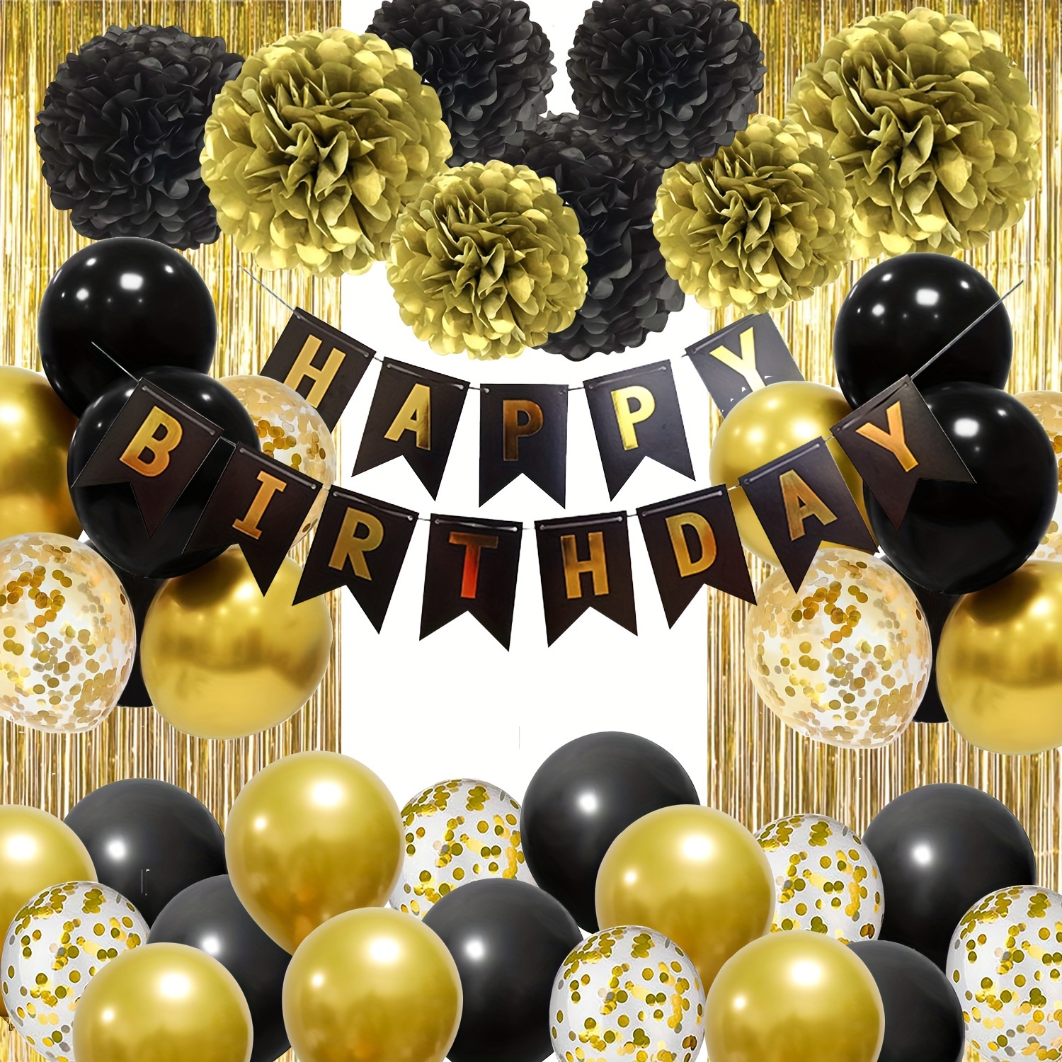 113pcs 30th Black Golden Happy Birthday Theme Set Honeycomb - Temu Chile