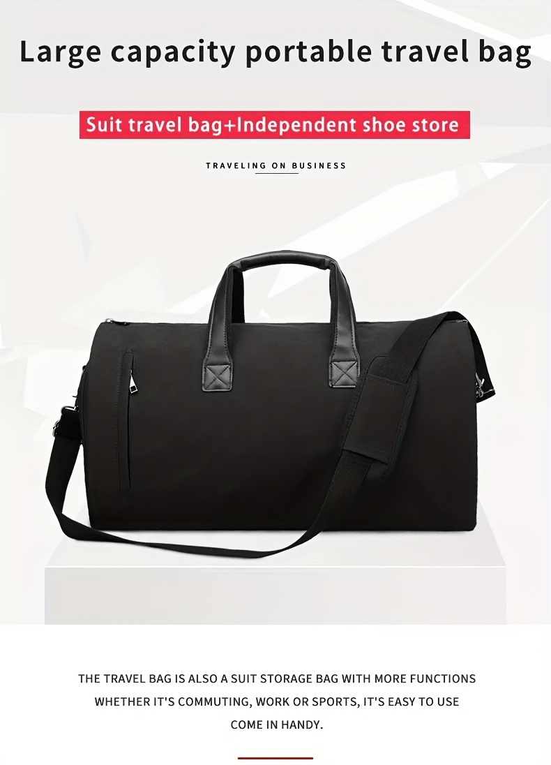 Bolsa de ropa para viajes, bolsa de ropa de mano, bolsa de lona convertible  con compartimento para zapatos, perfecta para viajes de negocios y