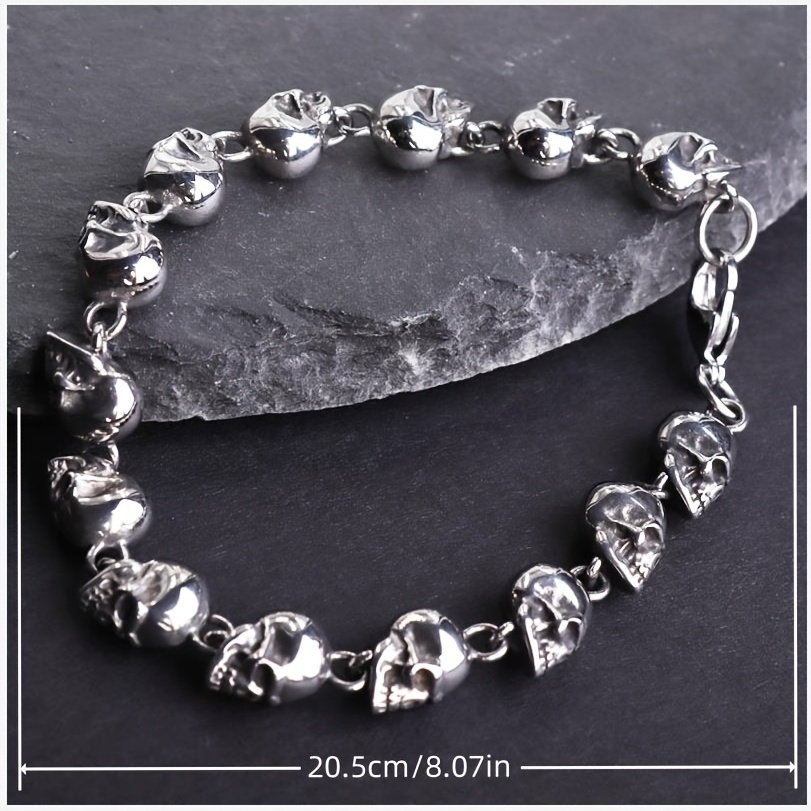 Men's Gothic Style Skull Link Chain Bracelet High Quality - Temu