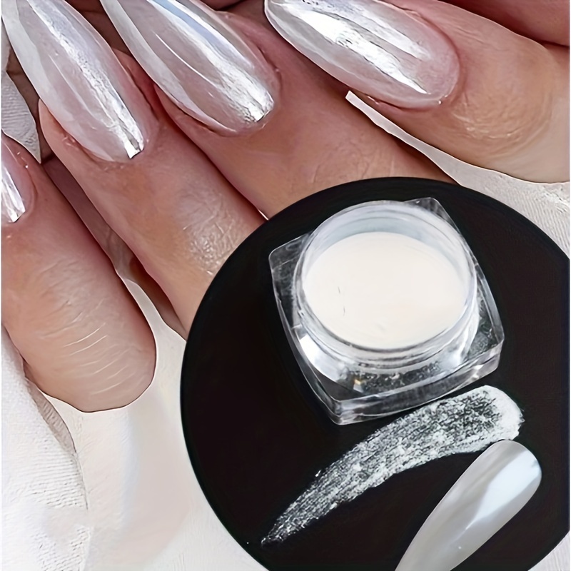 White Pearl Chrome Nail Powder,Pearlescent White Nail Art Jewelry Glitter  Powder