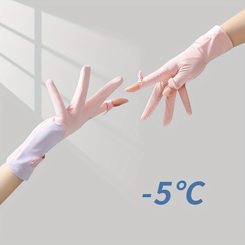 Ice Silk Sunscreen Gloves Non-slip Touch UV Protection Driving Cycling Gloves