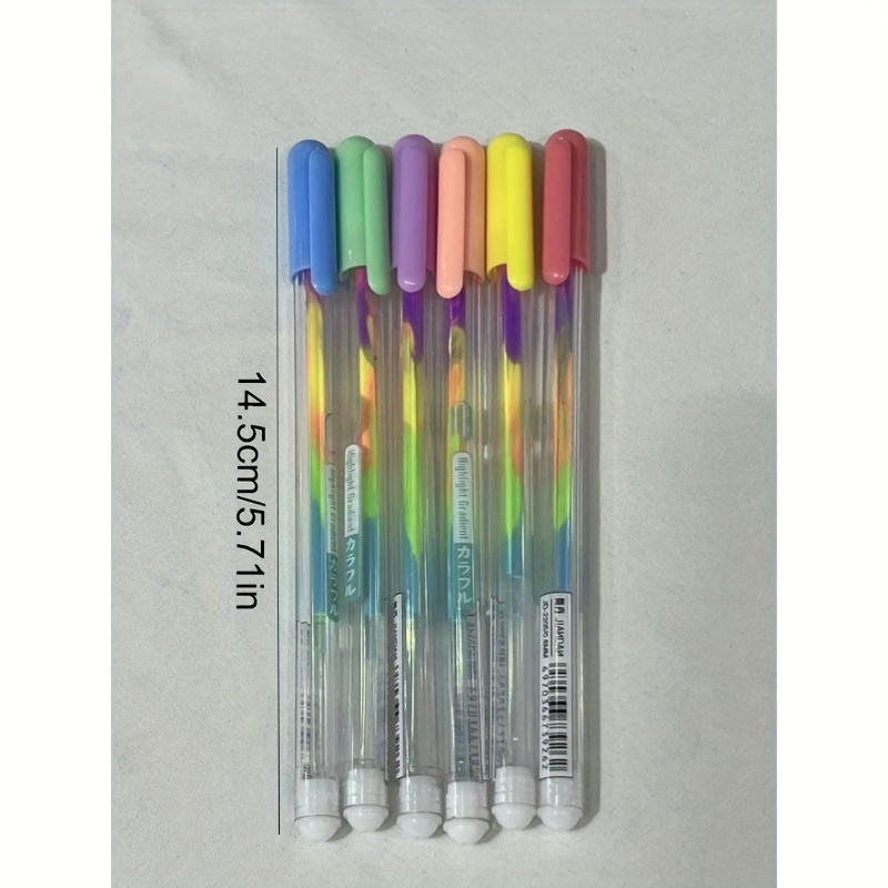 6pcs/set Rainbow Gradient Pens, Creative Journaling Pens