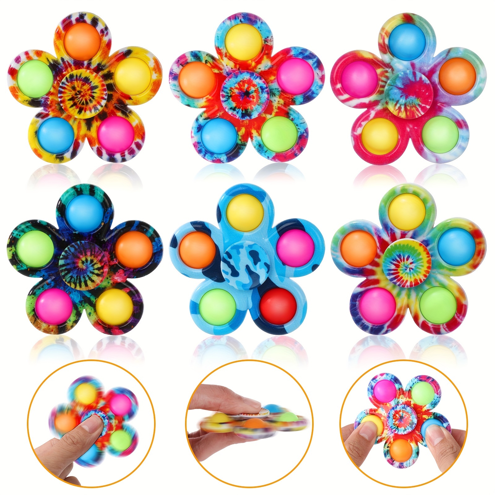 

6pcs Simple Bubble Spinners, Party Favors Toys, Toys For Classroom Prizes Party Favors Gifts, Random Color
