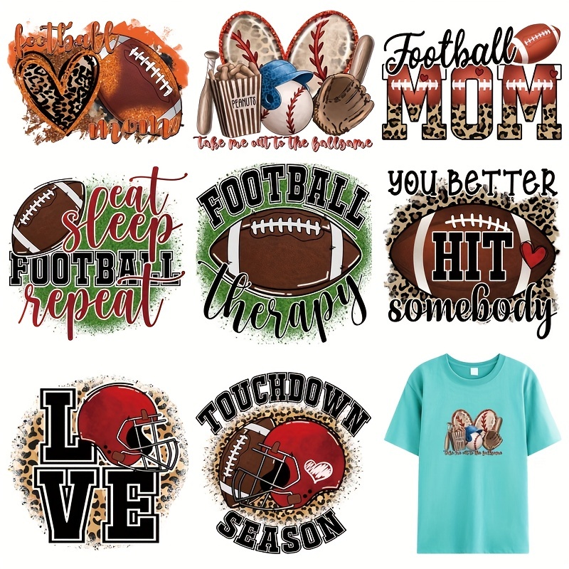 

1pc, Football Heat Transfer For Sports T-shirt Parches Ropa Hoodies Diy Heat Press Appliqued Sticker Iron On Patch, Diy Arts Craft, Party Supplies