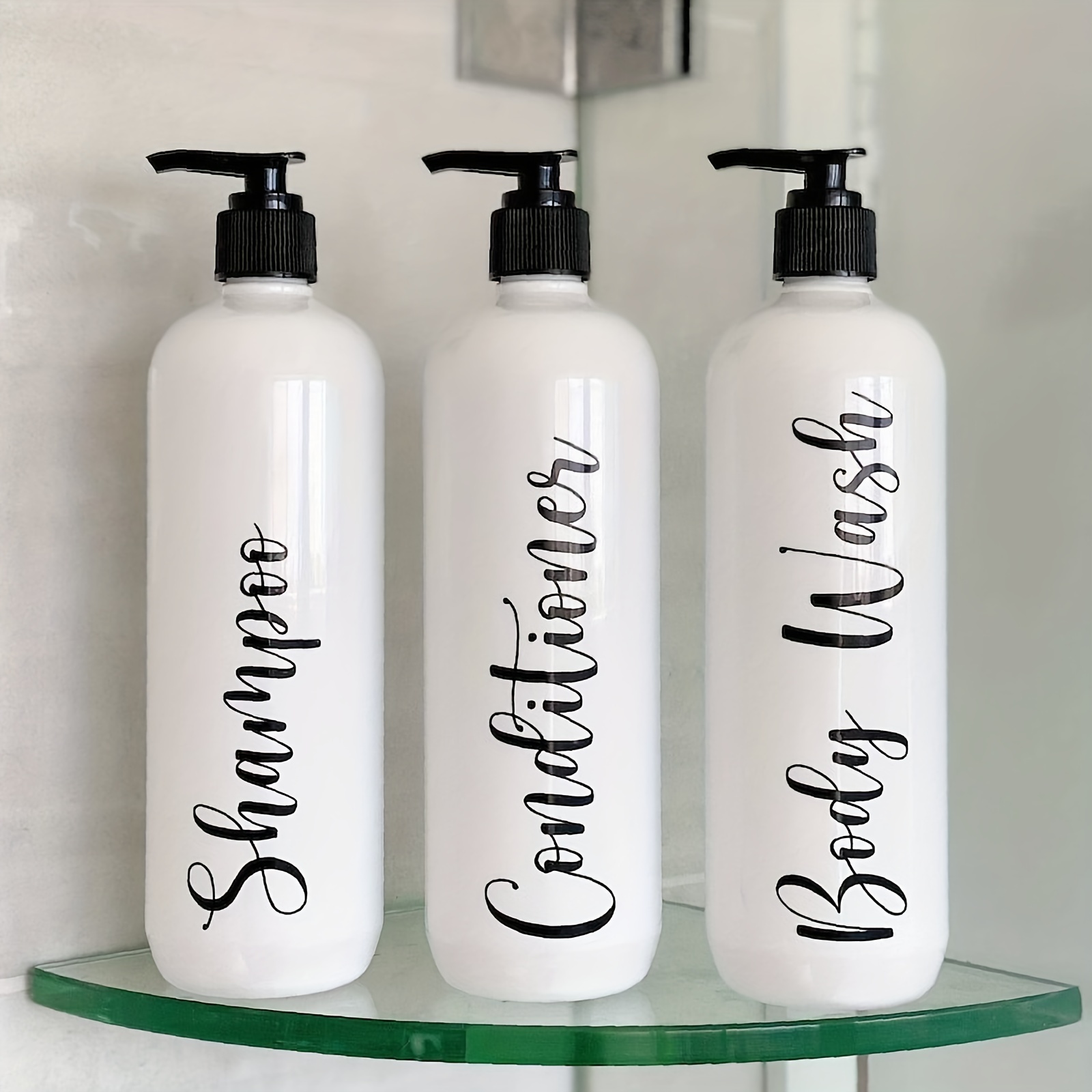  3 botellas de 16.9 fl oz de jabón líquido para ducha de baño,  champú y gel, dispensador de jabón montado en la pared (color : blanco) :  Hogar y Cocina