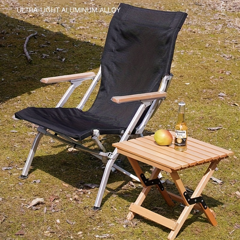 Silla de playa plegable de madera, sillón reclinable portátil con  reposabrazos con reposacabezas blanco (color blanco)