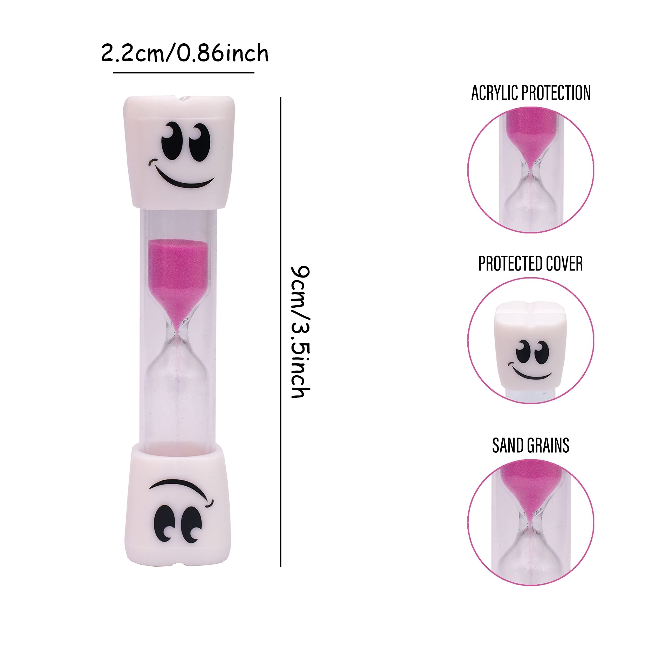 Sablier Smiley Liroyal d'une durée de 2 minutes, pour brossage dents pour  enfant (rose), rose, 2 min : : Cuisine et Maison