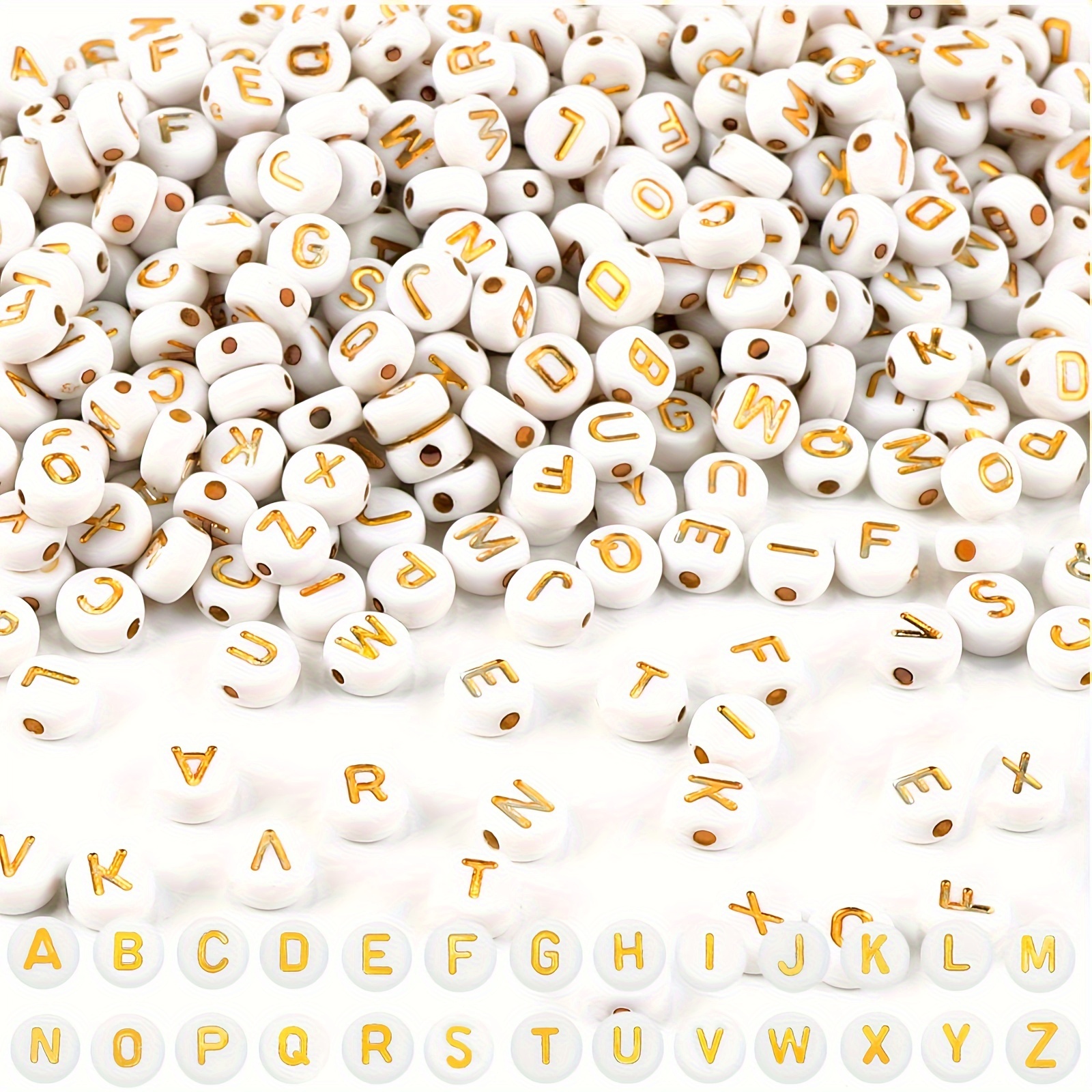 Acrylic Round Beads Washed Mixed White Color Letters Round - Temu