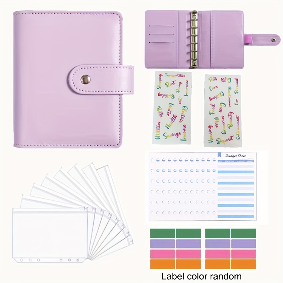 A7 Pu Leather Budget Binder Wallet Accessories Set Lable - Temu