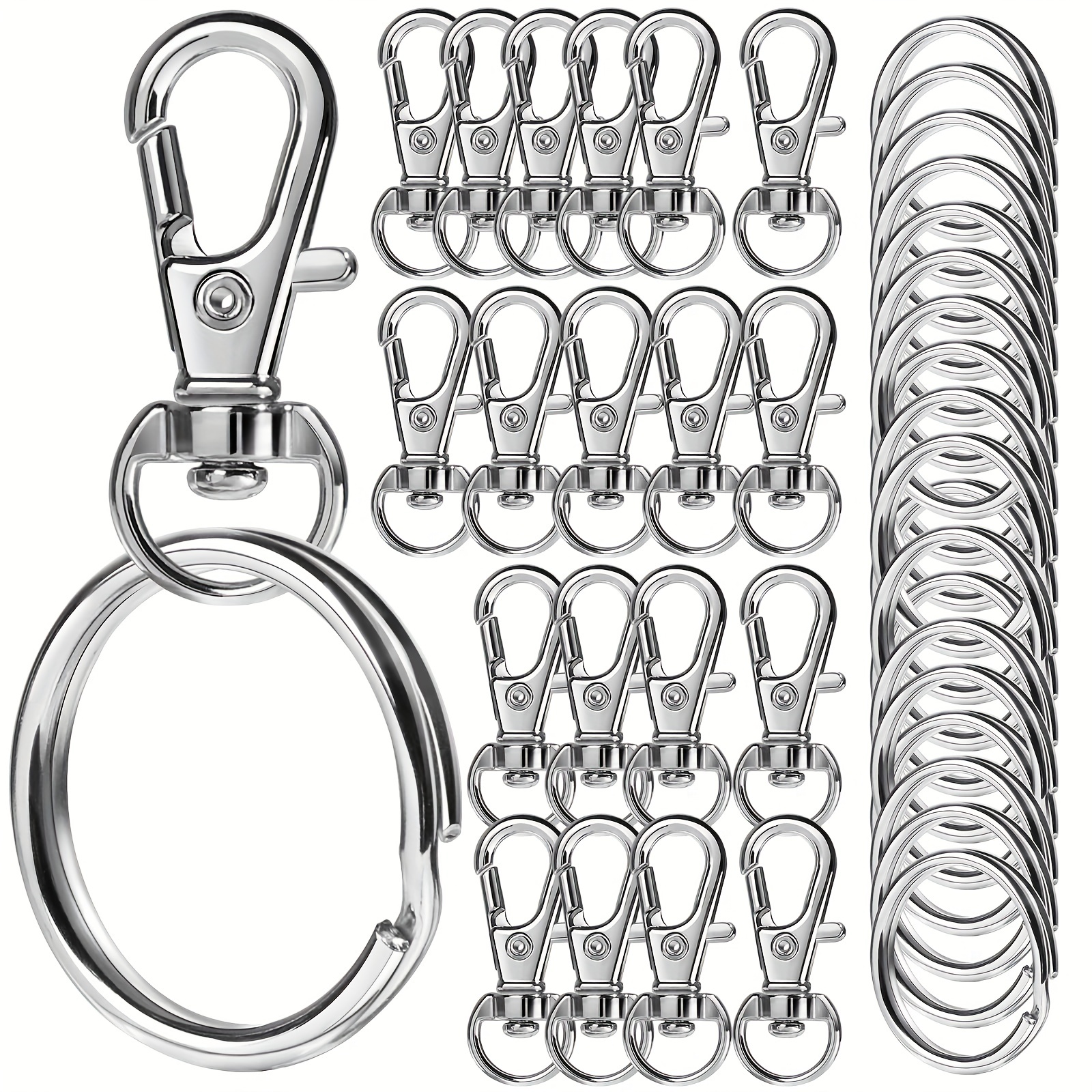 150Pcs Swivel Snap Hook Set,Swivel Clasps Lanyard Snap Keychain Hooks  Lobster Clasp Split Key Rings with Chain and Jump Rings Bulk for Keychain